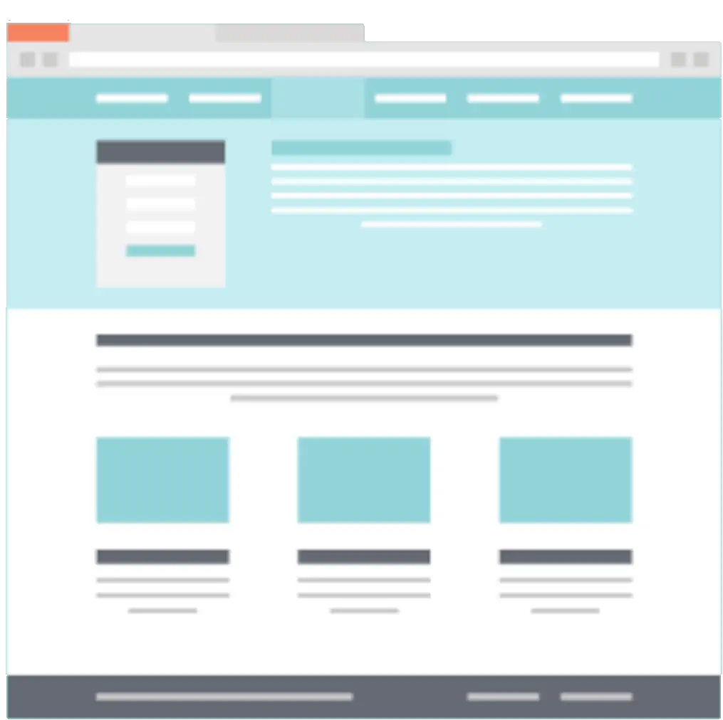 A wireframe diagram of a website homepage